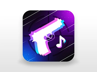 Beat Smash 3D: Icon design game game icon gun handgun icon icon design illustration music music game neo neon design neon style piano piano game shooter shot ui weapon