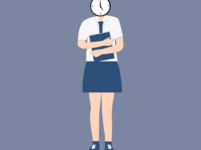 a female student carrying a book vector