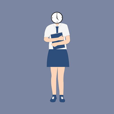 a female student carrying a book vector