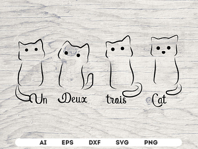 Un Deux Trois Cat Svg File by Vector T-shirt Designs on Dribbble