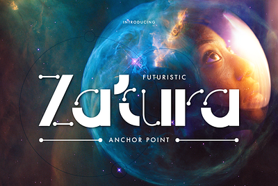 Zatura anchor point branding digital digital era font font design font style futuristic headlines lettering lines and dots logo type modern poster sci fi science fiction technology titles type design typeface