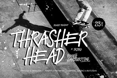 Thrasher Head - Rough Handwriting Font fashion font fonts freedom graffiti hand drawn handwriting hipster magazine note pen punk rough street stylish typeface typo typography urban youth