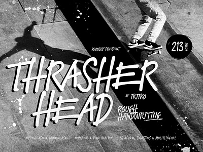 Thrasher Head - Rough Handwriting Font fashion font fonts freedom graffiti hand drawn handwriting hipster magazine note pen punk rough street stylish typeface typo typography urban youth