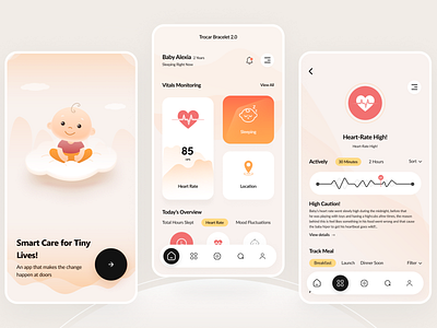 Smart Care The Child Safety App babycareapp babyhealthtracke childcareapp dribbbleshots familycaretech healthtrackerui modernappdesign parentalcontrolapp uiuxdaily uiuxinspiration uxdesign wearabletechdesign