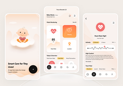 Smart Care The Child Safety App babycareapp babyhealthtracke childcareapp dribbbleshots familycaretech healthtrackerui modernappdesign parentalcontrolapp uiuxdaily uiuxinspiration uxdesign wearabletechdesign