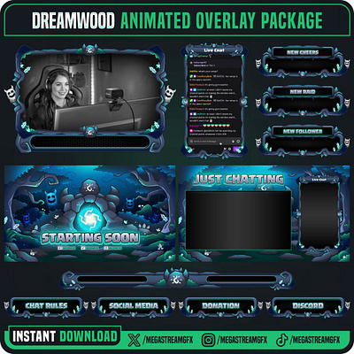 Magical Stream Overlay Pack | Blue Stream Overlay forest theme overlay