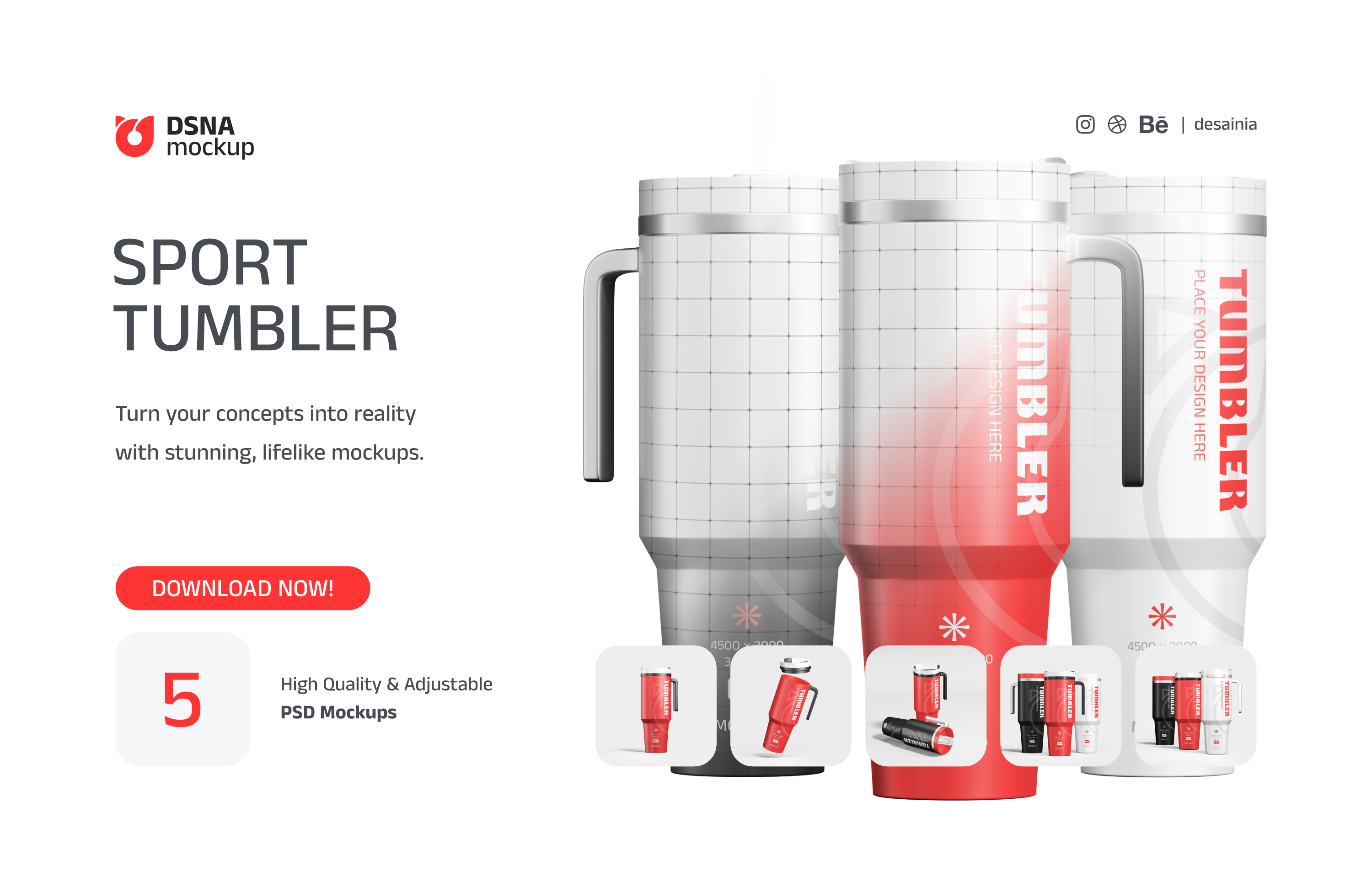 Sport Tumbler Mockup Set v2 branding design free mockup graphic design identity branding logo design modern photoshop