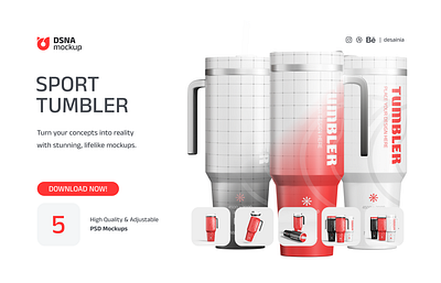 Sport Tumbler Mockup Set v2 branding design free mockup graphic design identity branding logo design modern photoshop