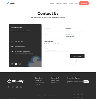 Cloudify Contact Page SaaS design Ideas branding contact page design figma graphic design hero section home page homepage illustration landing page saas ui