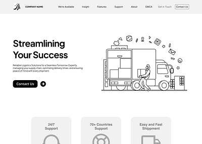 Logistic Company Hero Section Template Design Ideas branding design figma graphic design hero section home page homepage illustration landing page logistic minimalistic ui ux