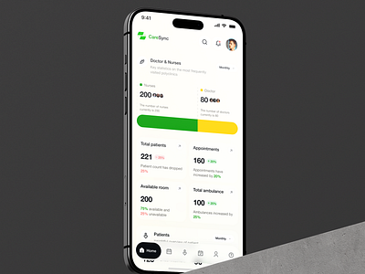 CareSync Mobile App - SaaS Healthcare Dashboard app appointments branding care clean design health healthcare hospitals management minimal mobile apps patient polyclinics saas services software statistics ui ux