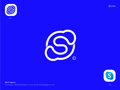 Skype - Logo Redesign Concept app artist branding cloud logo defi developer gradient graphic design identity logo redesign logos messenger logo minimalist logo modern logo s simple logo skype tech logo ui web3