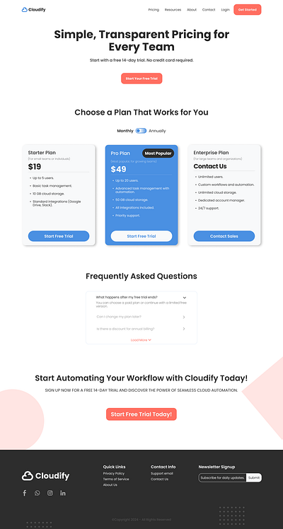 Cloudify Pricing Page SaaS Design Ideas ai branding contact page design figma graphic design hero section home page homepage illustration landing page logistic logo market pricing page typography ui ux vector web design