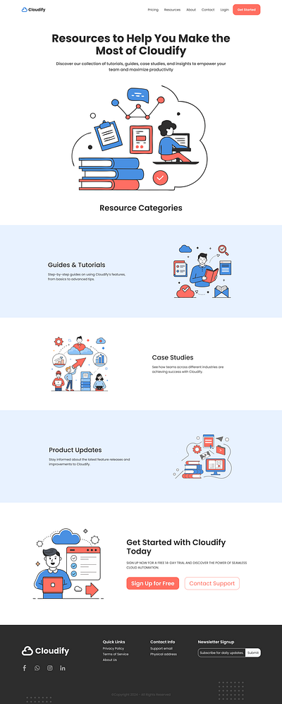 Cloudify Resource Page SaaS Design Ideas 3d branding design figma graphic design hero section home page homepage illustration landing page resource ui ux