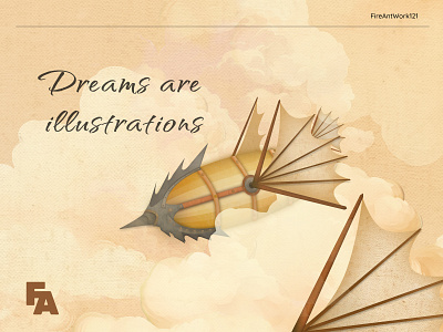 Old mystical Airship in clouds airship borwn branding design desktop dreams graphic design illustration inspiration logo minimal old texture ui uidesign web