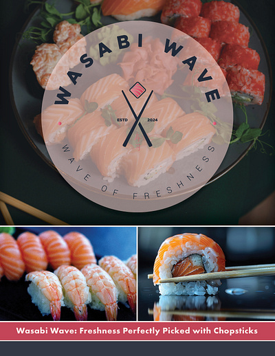 WASABI WAVE - PDF PORTFOLIO branding chopsticks design graphic design logo portfolio restuarant sushi typography visual designs