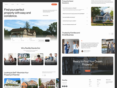 Realflip | Real Estate Landing Page | Orbix Studio apartment architecture broker building corporate website home booking home page landing page online booking orbix studio property property finder real estate real estate website realtor rental residential complex ui design ux design website
