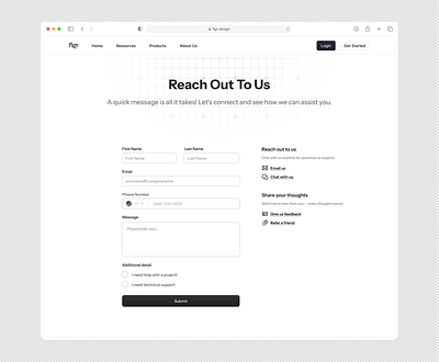 Contact Form UI - Figr Identity about us contact contact form contact team contact us form get in touch light theme message ui design user interface web design