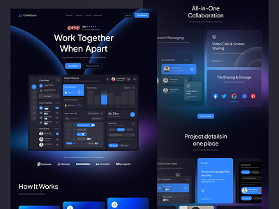 CollabSync – Modern Team Collaboration UI Concept ai b2b card crm design graphics landing page product management project management saas saas design saas landing page saas product saas uxui task management team team management web design web3 website