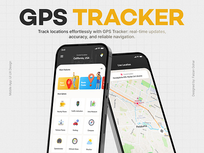 GPS Tracker App Design gps gps navigation map map gps map tracker naivigation tracker app ui