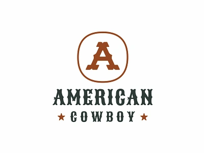 American Cowboy Logo american cowboy icon letter a lettermark logo old west symbol texas type typography western