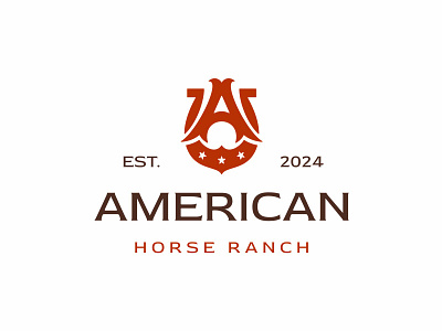 A + Horseshoe Logo american cowboy custom font farm horse horseshoe icon letter lettermark logo mark monogram old west ranch sheriff symbol type