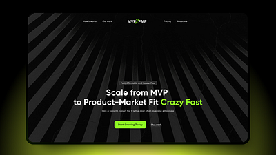 Hero Concept for a Growth Agency agency black concept dark mode exploration green growth hero mobile mvp pmf scale unique header