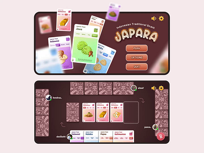 Japara : Quartet Card Game - Mobile App animation card design card game character design colorful cute cute illustration food illustration game game design game ui gameplay gui illustration interaction design mobile app mobile game motion graphics ui uix