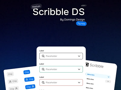 Scribble DS By Domingo accessibility branding color styles component library dark mode design system design systems design tools dropdowns figma variables landing page light mode mobile app responsive design saas tools scalable interfaces typography system ui design ux design web app