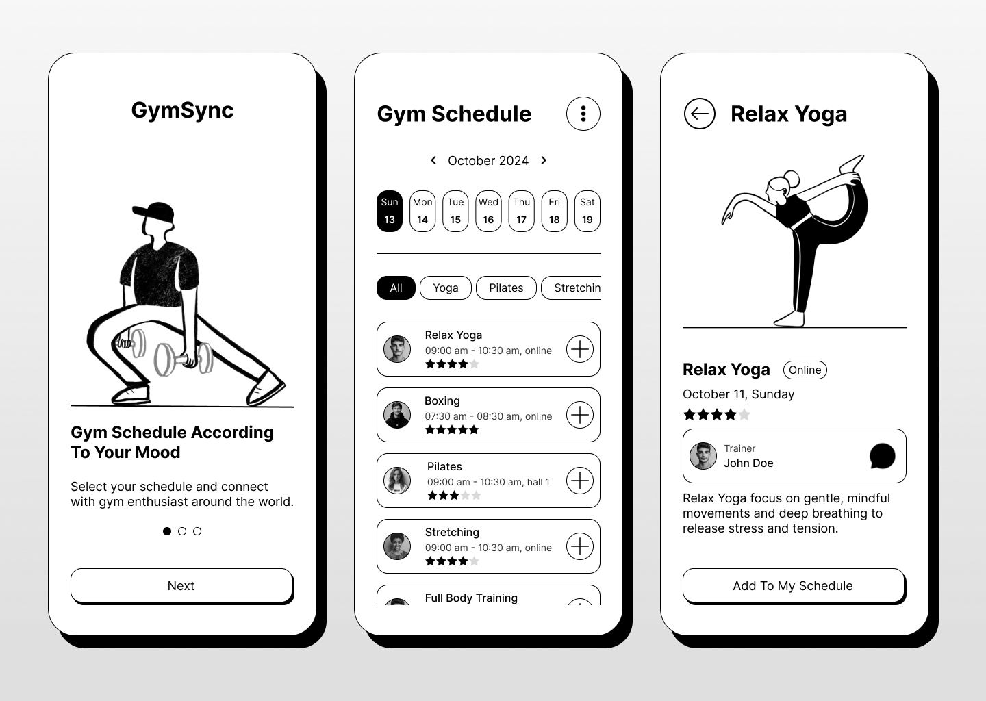 GymSync - Gym Schedule Mobile App gym mobile mobileapp ui workout