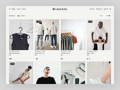 Minimal Fashion Store UI – Loom & Co. 2024 classified app ui clean web interface clothing store design e commerce e commerce store fashion store minimal design minimal fashion stor minimalist ui modern e commerce ux online store design product page design ui ui design ux design web design