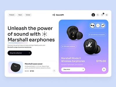 SoundM e-commerce shop buy cart design e commerce flat hero home landing layo page product shop studio ui ux website