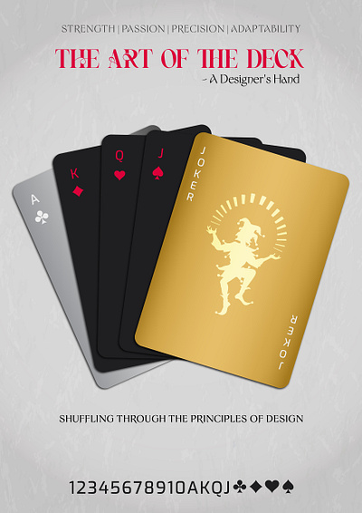 THE ART OF THE DECK - A DESIGNER'S HAND cards clubs creative deck of cards deesign design principles designers hand diamonds graphic design hearts joker possibilities poster spades trending unique