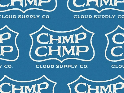 Logo Chmp Chmp Cloud Supply Co. badge design branding cloud supply custom lettering custom logotype graphic design hand crafted logo hand lettering hand made logo handdrawn lettering logo logo type patch design pattern design type design typo typography vape design vintage design