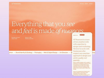 Landing Page: Elegant Brand Identity Showcase branding clean layout creativity design design studio digital digital presence elegant design identity intuitive interface marketing minimalism modern aesthetics orange theme responsive studio typography visual design web design web strategy