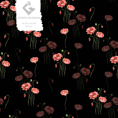 poppy flower floral flower illustration pattren pattrenbank surfacepattren textile