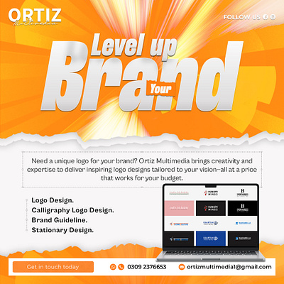 Level Up Your Brand with Ortiz Multimedia! abstract logo branding calligraphy logo design design graphic design illustration logo minimalist logo ortizmultimedia post services wordmark logo design