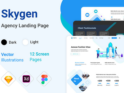 Skygen - Agency Landing Page adobe xd clean design figma homepage illustration landing page marketing single page sketch sketch app skygen agency landing page ui ui template ux