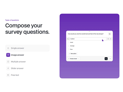 OnePulse: Create your survey questions ai b2b editor interaction minimalistic questions saas survey ui design