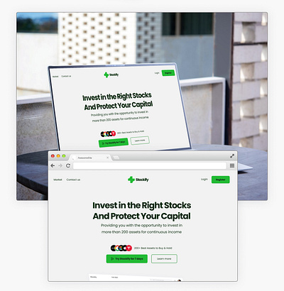 Stockify Landing Page Design | Investment website hero section investment landing page light hero section light ui stock trading ui ui design uiux