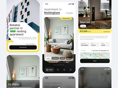 Appart - Apartment Rent App animation b2b clean dipa inhouse house mobile mobile app mobile design modern properties property real estate rent rental startup uiux