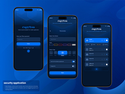 👻 Smart Security App blue color dark dark mood graphic design product product design security ui uiux ux vector design