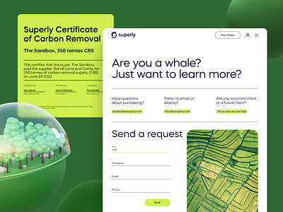 Superly Website Design: Request Form 3d branding carbon offset contact form crypto design ecology environment graphic design illustration interaction design interface interface design request form ui user experience ux ux design web design website