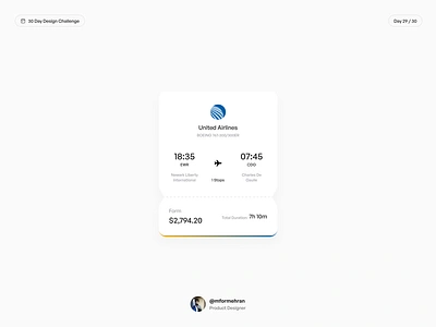Flight card 30 day design challenge flight card product design ui design uiux uiux design ux design