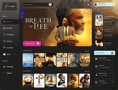 Faithstream; Product Design #streaming #faithmovies #inspiration app branding design graphic design illustration ui ux vector