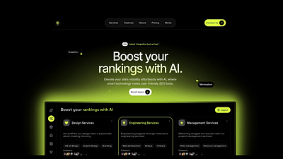 ElevateAI animation branding clean dark mode dashboard graphic design hero section landing page logo minimal modern motion graphics ui uiux web3