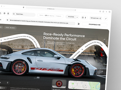 Nabaris Auto Design - Car Wheel Page ai car cards clean customize design gt3 interface landing landing page minimal porsche showcase ui uiux user interface vehicle web website wheel