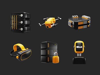 Technology 3D Icon 3d 3d icon 3d icons 3d illustration database drone icons robot server tech technology virtual reality