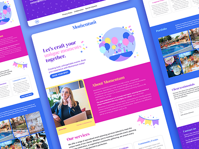 Momentum Website bold bold design brand branding colorful event planning landing page playful ui vibrant colors web website