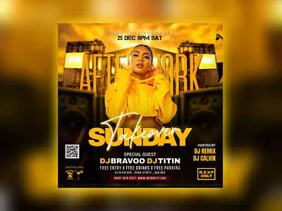 Night party flyer for instagram post minimalist design